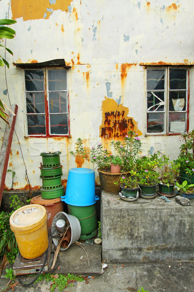 Stock photo: Chinese home with vintage wall, window and garden