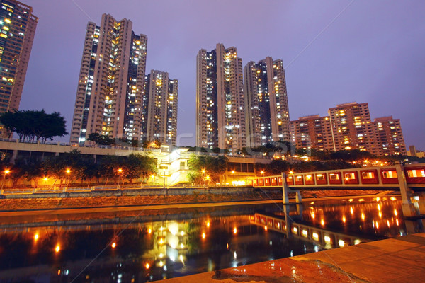 Hong Kong apartment blocks at sunset time Stock photo © kawing921