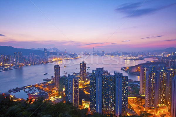 Hong Kong noche vista oficina edificio ciudad Foto stock © kawing921