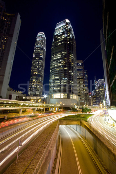 Hong Kong gece soyut ışık köprü mavi Stok fotoğraf © kawing921