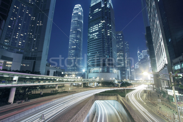 Trafic centrul orasului Hong Kong noapte rutier oraş Imagine de stoc © kawing921