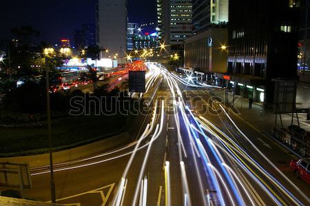 Tráfico centro de la ciudad Hong Kong noche árbol resumen Foto stock © kawing921