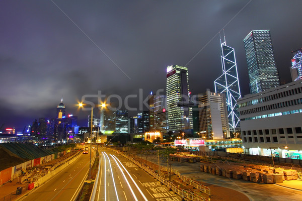 Stock photo: Traffic in Hong Kong city at night