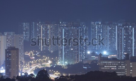 Stok fotoğraf: Hong · Kong · daire · şehir · merkezinde · gece · gökyüzü · şehir