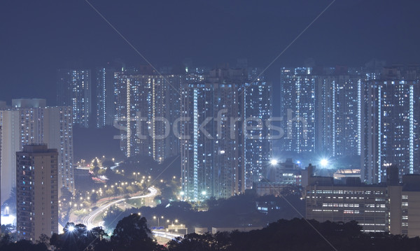 [[stock_photo]]: Hong-Kong · appartement · blocs · nuit · ciel · ville