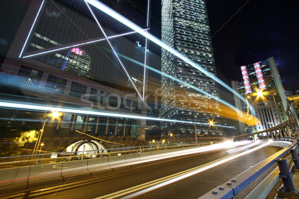 Tráfego centro da cidade Hong Kong noite céu abstrato Foto stock © kawing921
