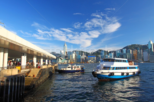 Hong Kong pier and skyline Stock photo © kawing921