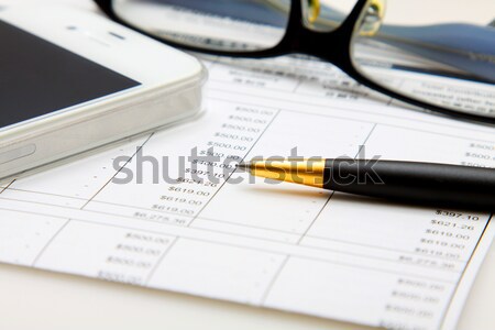 Finanziellen Analyse Gleichgewicht Business Stift Finanzierung Stock foto © kawing921