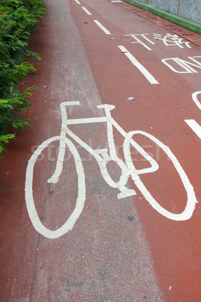 Bicicleta signo piso carretera deporte urbanas Foto stock © kawing921