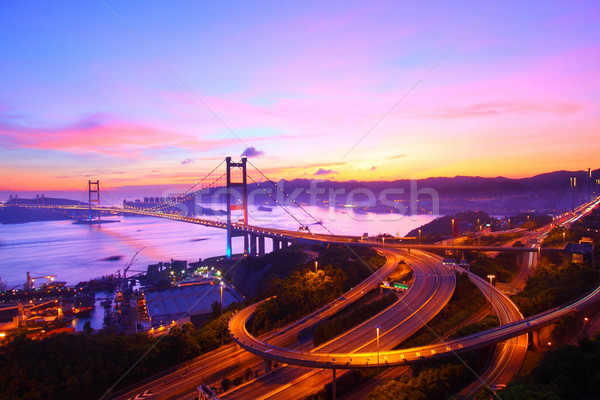 Tsing Ma Bridge in Hong Kong at sunset time Stock photo © kawing921