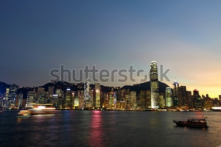 Hong Kong night view along Victoria Harbour Stock photo © kawing921
