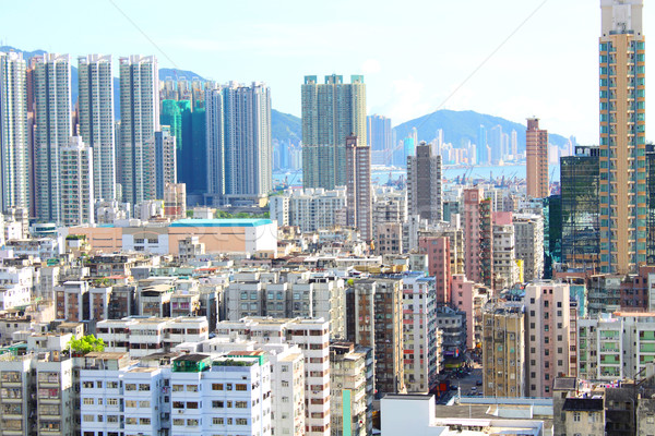 Hongkong zatłoczony budynków miasta ściany domu Zdjęcia stock © kawing921