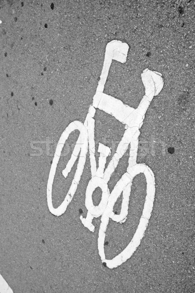 Bisiklet imzalamak zemin yol spor kentsel Stok fotoğraf © kawing921