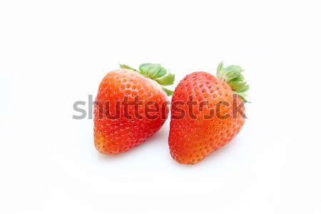 Erdbeeren isoliert weiß Essen Hintergrund grünen Stock foto © kawing921