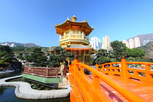 Perfezione giardino cielo città arancione ponte Foto d'archivio © kawing921
