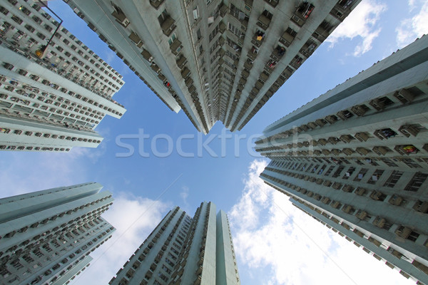 Hongkong zatłoczony apartamentu bloków domu tle Zdjęcia stock © kawing921