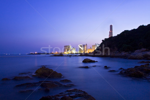 Erőmű sziget alkonyat Hongkong víz természet Stock fotó © kawing921