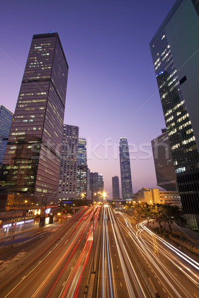 Traffic in Hong Kong downtown at sunset time Stock photo © kawing921