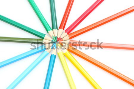 Renk kalemler tekerlek renkler beyaz ahşap Stok fotoğraf © kawing921