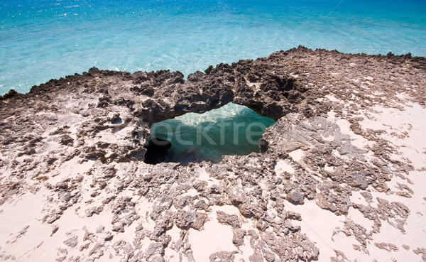 Natuurlijke erosie gat rock strand water Stockfoto © kaycee