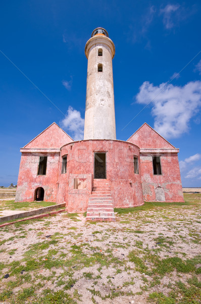 Alten Leuchtturm ruinieren wenig blau bewölkt Stock foto © kaycee