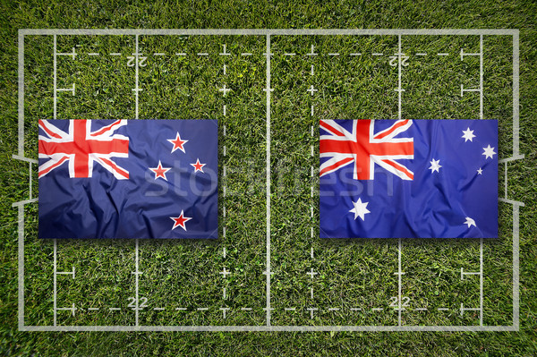 Stock photo: Ireland vs. Scotland

New Zealand vs. Australia flags on rugby f