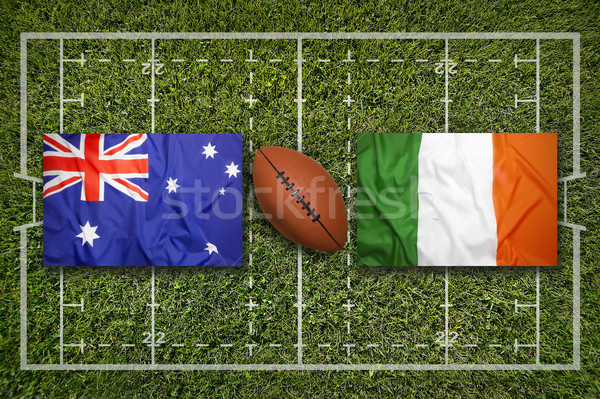 Vs bayraklar rugby alan yeşil çim Stok fotoğraf © kb-photodesign