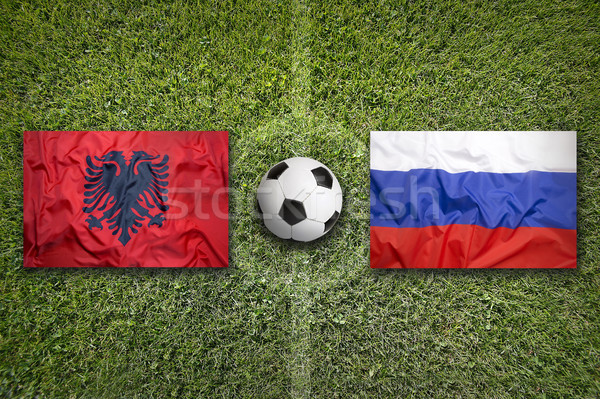 Албания против Россия флагами футбольное поле зеленый Сток-фото © kb-photodesign