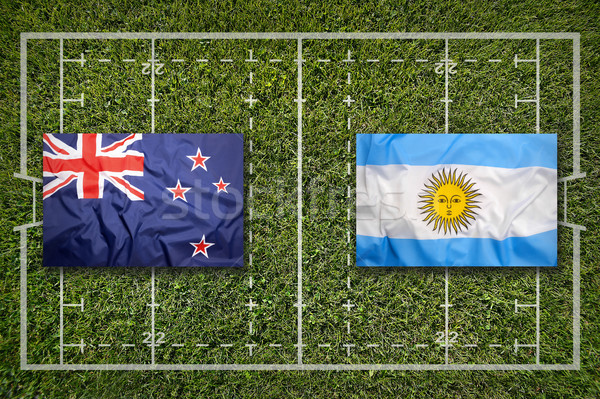 Stock photo: Ireland vs. Scotland

New Zealand vs. Argentina flags on rugby f