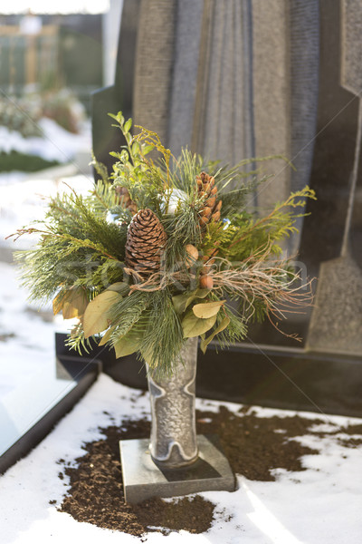 Flower arrangement at a grave Stock photo © kb-photodesign