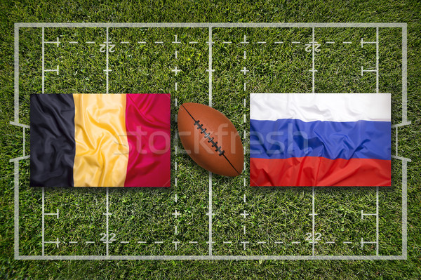 Belgium vs. Russia flags on rugby field Stock photo © kb-photodesign