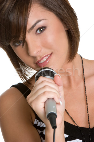 Ragazza teen girl cantare karaoke musica mani Foto d'archivio © keeweeboy