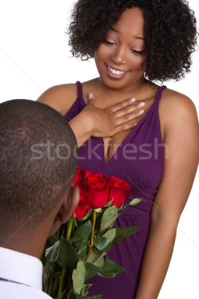 Stock fotó: Romantikus · pár · férfi · nő · rózsák · nők