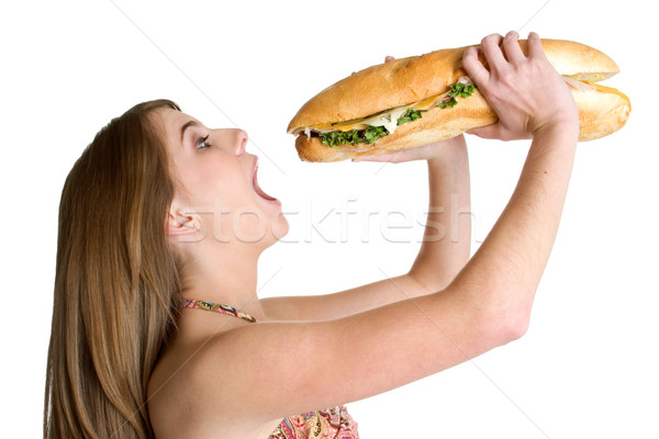 Girl Eating Sandwich Stock photo © keeweeboy