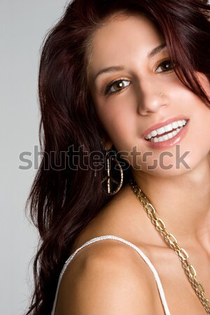Afroamerikai lány gyönyörű mosolyog nő arc Stock fotó © keeweeboy