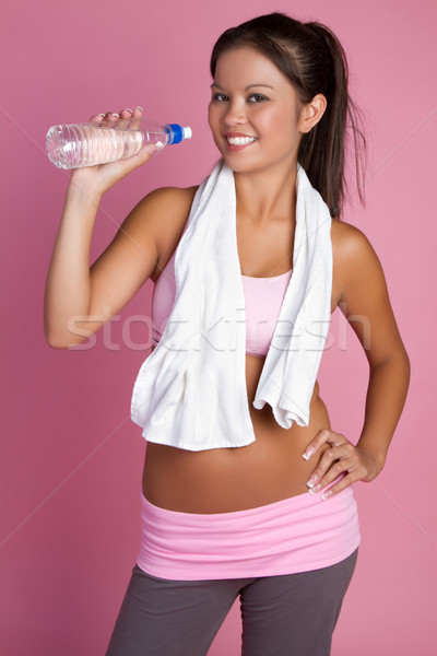 Foto stock: Fitness · água · mulher · saudável · mulher · da · aptidão · água · potável