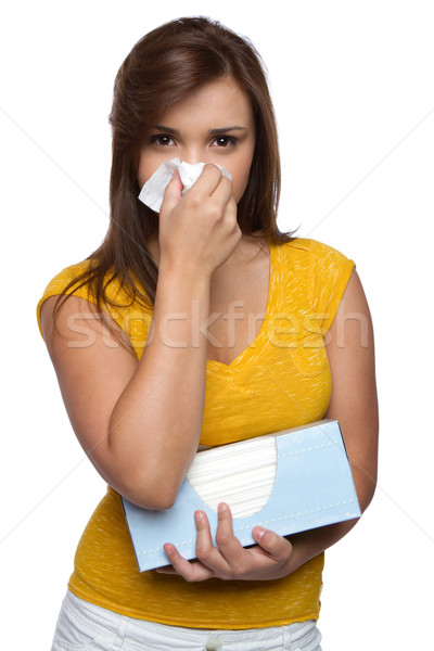 Girl Blowing Nose Stock photo © keeweeboy