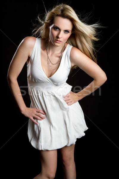 Modă model femeie destul de păr Imagine de stoc © keeweeboy