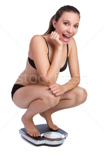Fogyókúra nő boldog izgatott kövér női Stock fotó © keeweeboy