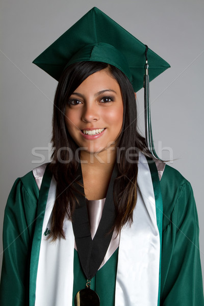 Stok fotoğraf: Gülen · kız · mezuniyet · lise · kadın · mutlu