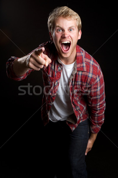 Stock photo: Yelling Pointing Man