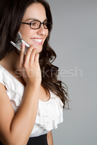 Sorridere telefono donna bella giovani felice Foto d'archivio © keeweeboy