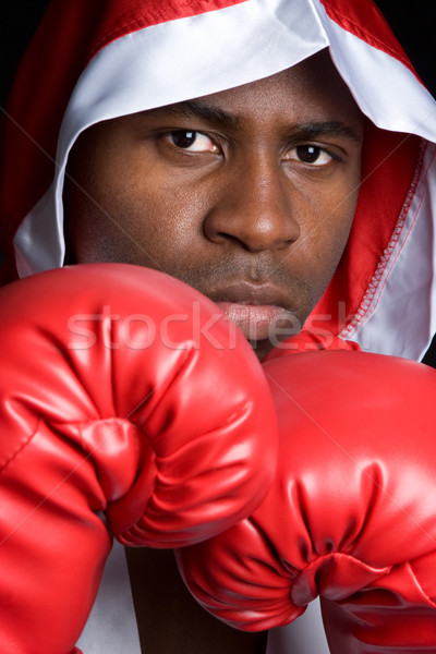 Boxer uomo professionali african american faccia rosso Foto d'archivio © keeweeboy