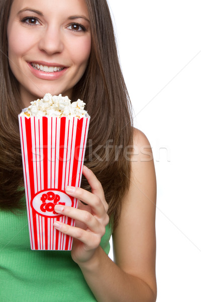 Mädchen Essen Popcorn schönen teen girl Essen Stock foto © keeweeboy
