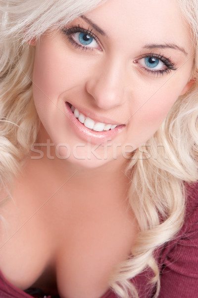 Gyönyörű szőke nő mosolyog derűs lány Stock fotó © keeweeboy