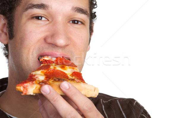 Foto d'archivio: Pizza · uomo · giovane · mangiare · alimentare · spazio