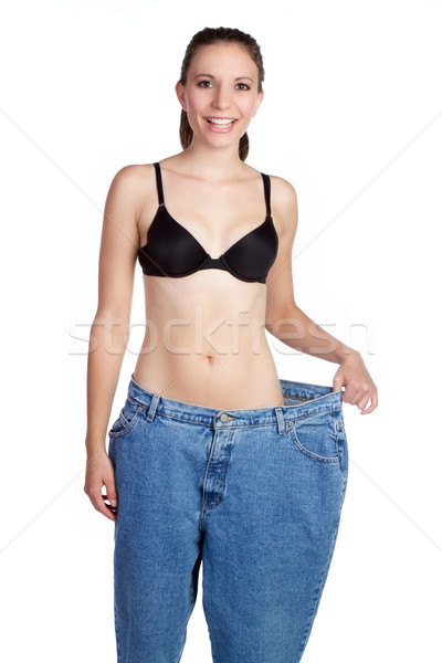 Gewichtsverlust Mädchen halten pants Frau Schönheit Stock foto © keeweeboy