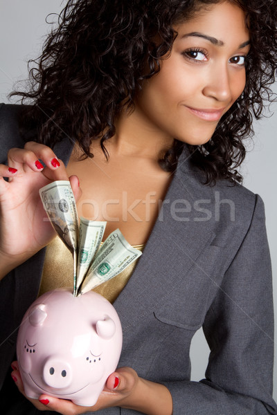 Piggy Bank Woman Stock photo © keeweeboy