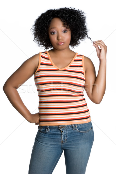 Czarny dziewczyna postawa odizolowany strony model Zdjęcia stock © keeweeboy