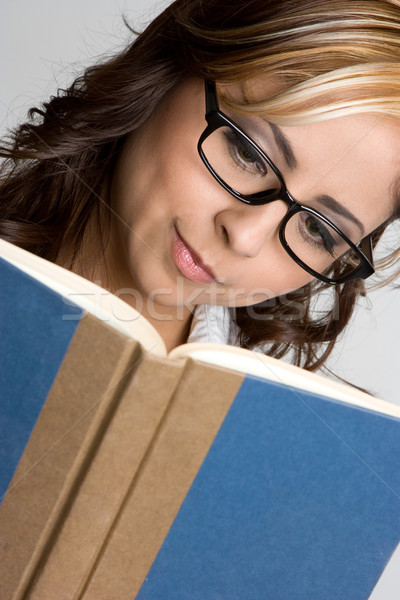 Foto stock: Mujer · lectura · libro · mujer · hermosa · nina · escuela